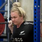 Black Ferns prop Amy Rule gets in some strength training ahead of the test against Wales in...