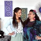 Savannah Kerekere (left) and her aunty Elizabeth Kerekere share their thoughts at the Mahi Toi...