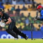 Glenn Phillips plays a shot on his way to a score of 71 against Afghanistan. Photo: Getty Images

