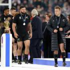 All Blacks captain leads the team as they receive their silver medals. Photo: Getty Images 