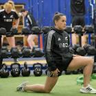 Rosie Kelly trains with the Black Ferns yesterday at the Otago Rugby gym. PHOTO: GERARD O’BRIEN