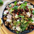 Za’atar roasted cauliflower and couscous salad with dates, almonds and sumac yoghurt. PHOTOS:...