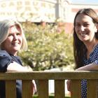 Writers &amp; Readers Festival Māori curators Angela Wanhalla (left) and Jacinta Ruru relax in...