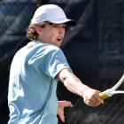 Otago’s Ben Smith plays a backhand against North Otago’s Ben Anderson in the Southern team event...