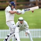 Otago Volts batter Thorn Parkes plays a pull shot against the Central Stags at the University...