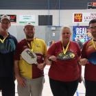 Pickleball Gore players (from left) Dan Winkel and Kieran Lloyd, who won, and Dee Ormsby and...