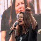 Fran Drescher speaking at a march in September. Photo: Getty Images 