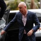 National leader Christopher Luxon arrives at a central Auckland hotel this morning for ongoing...