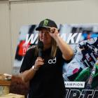 Palmerston-born motocross rider Courtney Duncan visits Oamaru yesterday for a meet-and-greet...