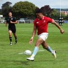 Otago winger Jeremiah Asi stabs a kick ahead for the Barbarians against the New Zealand Heartland...