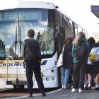 Passengers line up for the afternoon Dunedin to Palmerston Bus at the Dunedin Bus Hub. PHOTO: ODT...