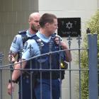 Police at Dunedin Synagogue. Photo: Gregor Richardson
