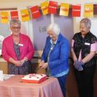 Celebrating 30 years of Oamaru Trade Aid are (from left) Jocelyn Marsh, manager Delwyn Cox, Janet...