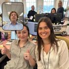 Reporter’s Ani Ngawhika (left) and Laine Priestley pose for a BeReal taken by online editor Sean...