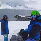 A penguin decided to follow Ali Russell and Katrina Gardiner during their skiing expedition to...
