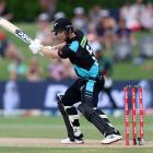 James Neesham bats during the T20 international against Bangladesh at Bay Oval in Mount Maunganui...