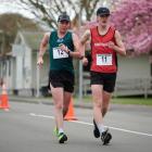 Racewalker Jonah Cropp (right), competing at the New Zealand road running championships in...