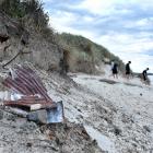 Waste appears in front of Kettle Park as the Dunedin coastline is subject to erosion. PHOTO:...