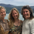 Andrew Milne with his twin daughters Alice and Sorrel O'Connell-Milne. Photo: Supplied