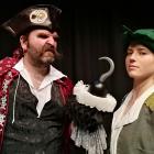 Comedic escapades ...  Peter Pan (Penelope  Hare) and Captain Hook (Calum  Beck) in the Globe...