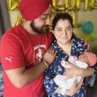 Azyal Kaur was born at 12.03am on New Year's Day - making her the first baby born in Canterbury...
