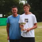 Alistair Hunt, with son Lachlan, at the North Otago Grass Open at the Oamaru courts at the...
