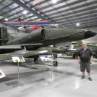 Ashburton Aviation Museum’s Dennis Swaney with the McDonnell Douglas Skyhawk. Photo: Ashburton...