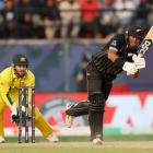 Rachin Ravindra bats against Australia at the group stage of the Cricket World Cup in Dharamsala,...