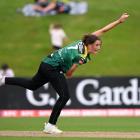 Hinds seamer Rosemary Mair in action at the University Oval in Dunedin last week.