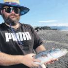 Tyler Martin landed a Kahawai on his first cast at the Amberley Beach Surf Casting Competition on...