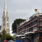 Scaffolding around a parking building in Moray Pl is due to come down in April. The central...