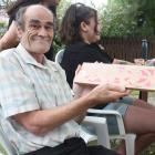 John Horton, of Oamaru, displays his finished kowhaiwhai at the Te Whare Koa marae workshop last...