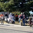 Bruce Watt (far right) leads the way on his 1957 DKW Hummel during the North Otago Vintage Car...
