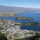 View over Queenstown, with the Kelvin Peninsula and Kelvin Heights in the centre background....