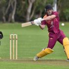 North East Valley batter Hayden Johnston takes a swipe at a delivery during the premier grade T20...