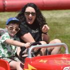 Driver Ashton Perkins, 7, and Julie Herbison, of Dunedin going for a drive at the Taieri A&amp;P...