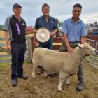 North Otago A&amp;P Association president Mark Lawrence (left) congratulates South Canterbury...