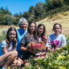 Arrowtown's Jill Egerton with Arrowtown school pupils Isobel Eady, Rose Gallie, Frankie Sim and...