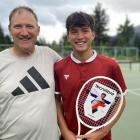 Tennis coach Mark Milburn with his fast-improving 17-year-old son, Kai. PHOTO: PHILIP CHANDLER