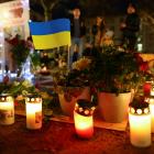 An anti-war protest outside the Russian embassy in Berlin. PHOTO: REUTERS