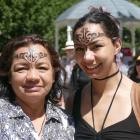 Barbara Becerra, and her daughter Anissa, from San Antonio, Texas, get into the spirit of Te Ra o...