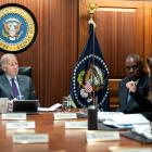 US President Joe Biden is briefed on the deadly drone attack at a US outpost in Jordan on Monday....