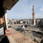 The site of an Israeli strike on a mosque in Rafah. Photo: Reuters 