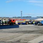 Emergency services at the scene in Balclutha this afternoon. Photo: Nick Brook