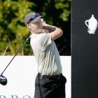 Day one co-leader Matthew Griffin, of Australia, watches the flight of the ball after driving...