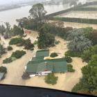 View from a New Zealand Defence Force NH90 helicopter en route to recover people from the...