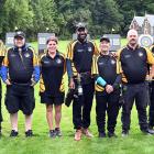 The Arrow Flingers (from left) Brendon Clifford, Jason Dickson, Ewan Williams, Astra Perks,...