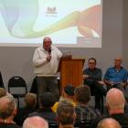 Clutha district councillor Kevin Barron answers a question at a ratepayers’ meeting called by...