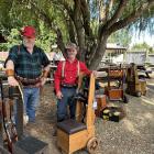Masters Games Cowboy Action competitors the Alberta Bandit (Warren Hunter), of Invercargill (left...