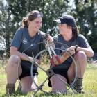 Sisters Megan (left) and Laura Whyte compete on  the  first day of the FMG Young Farmers regional...